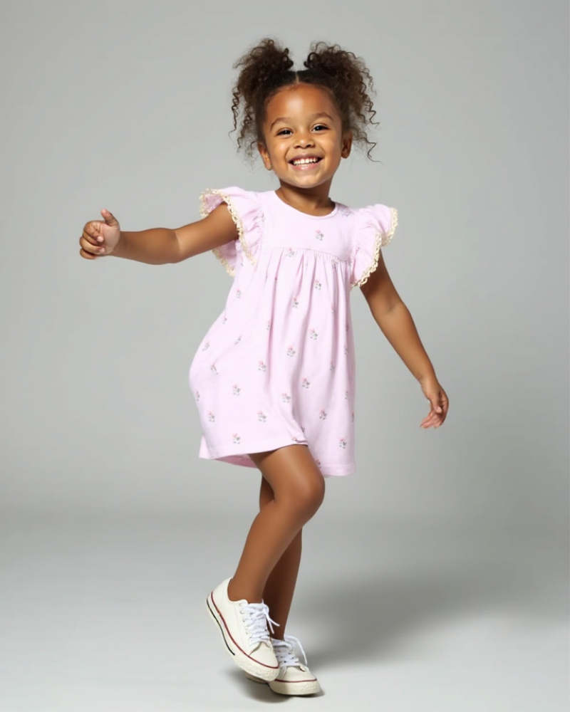 Ruffled sleeveless cotton dress