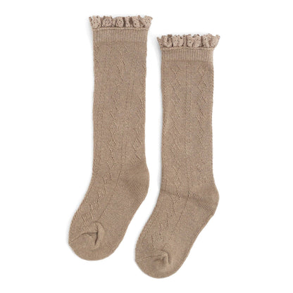 Oat Ruffle Lace Top Knee High Socks