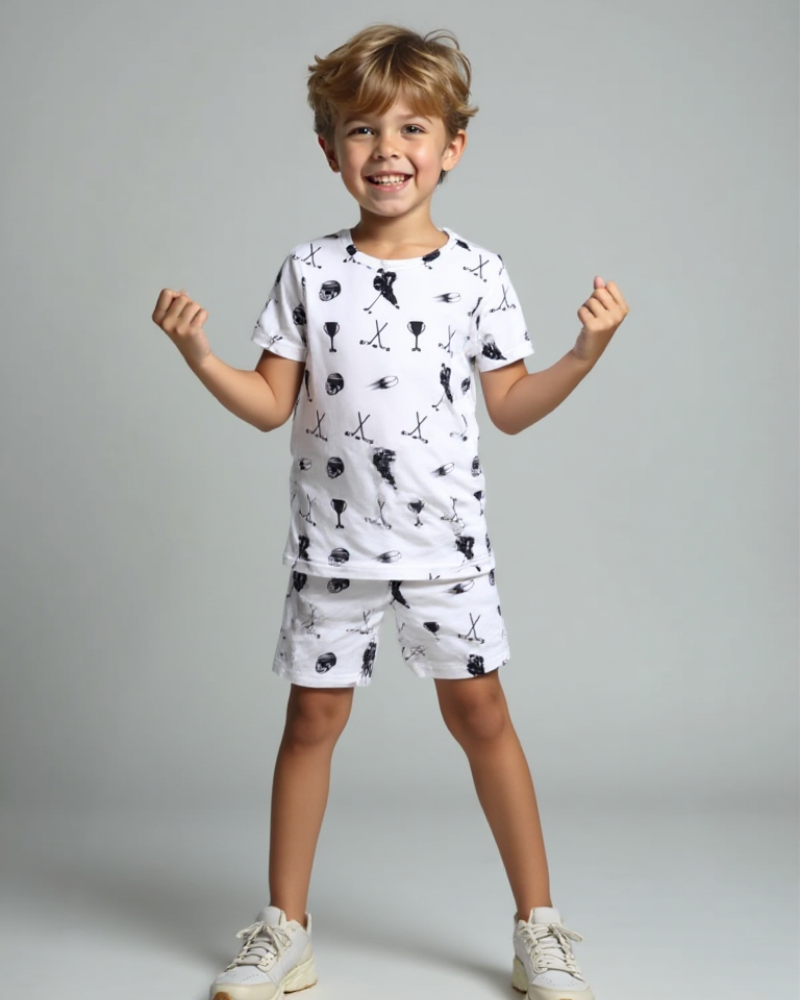 Boys Short Sleeve Pajama Set Hockey