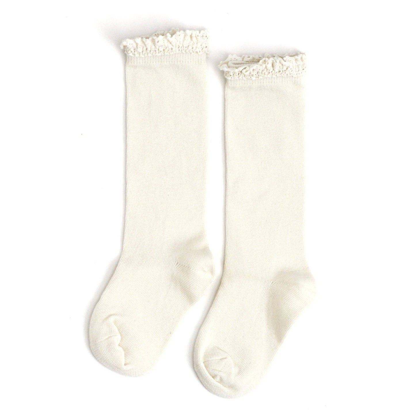 Ivory Ruffle Lace Top Knee High Socks