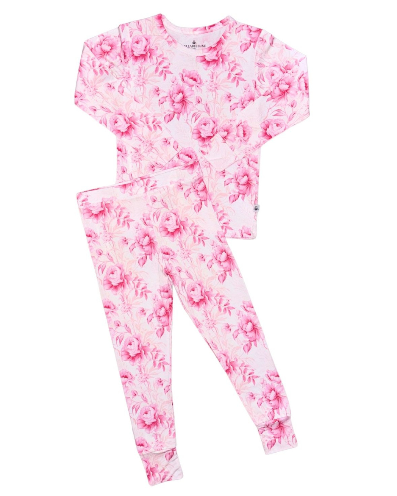 Girls Long Sleeve Pajama Set Peony Bliss