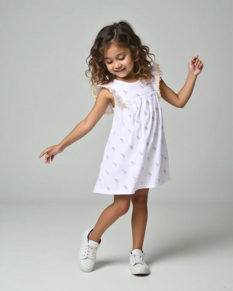 Ruffled sleeveless cotton dress