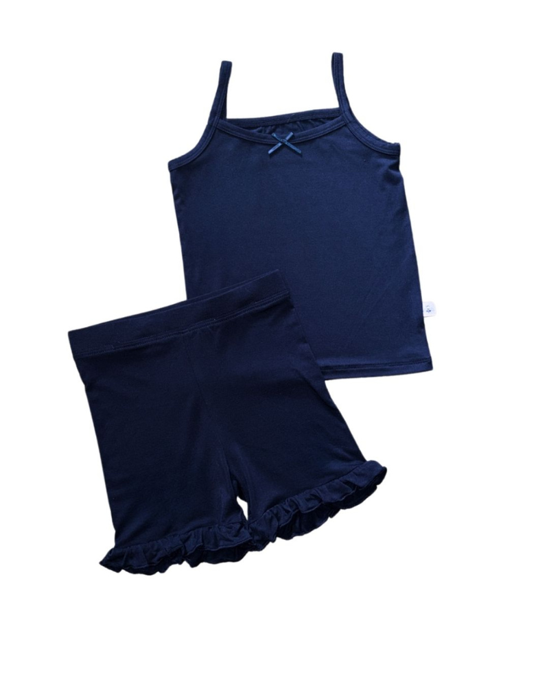 Girls Ruffled Shorts and Tank Pajama Set