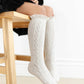 Heathered Grey Fancy Lace Top Knee High Socks