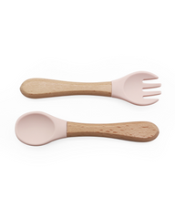 Silicone / Wooden End Spoon and Fork