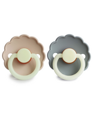 Daisy Night Natural Rubber Pacifier (French Gray/Croissant)