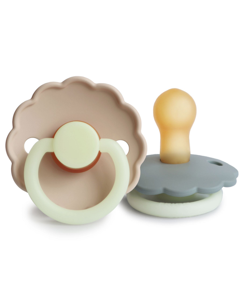 Daisy Night Natural Rubber Pacifier (French Gray/Croissant)