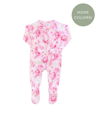 Ruffled Zipper Romper Whimsical Blooms