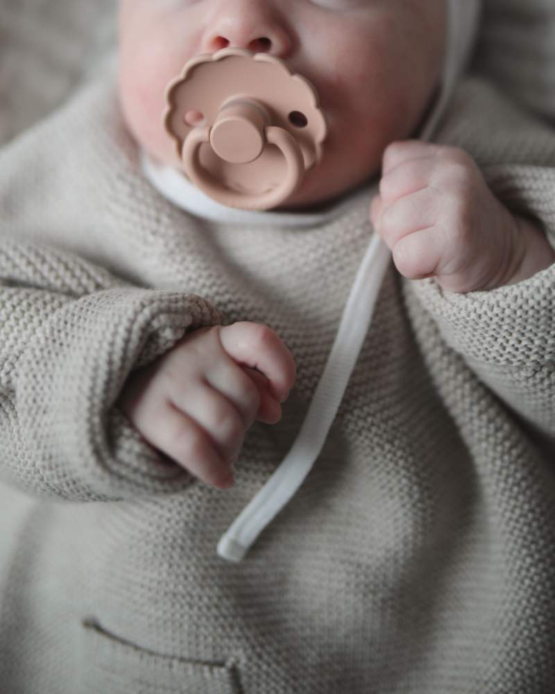 Daisy Night Natural Rubber Pacifier (French Gray/Croissant)