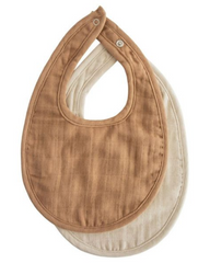 Muslin Bibs (Tan & Fog 2 Pack)