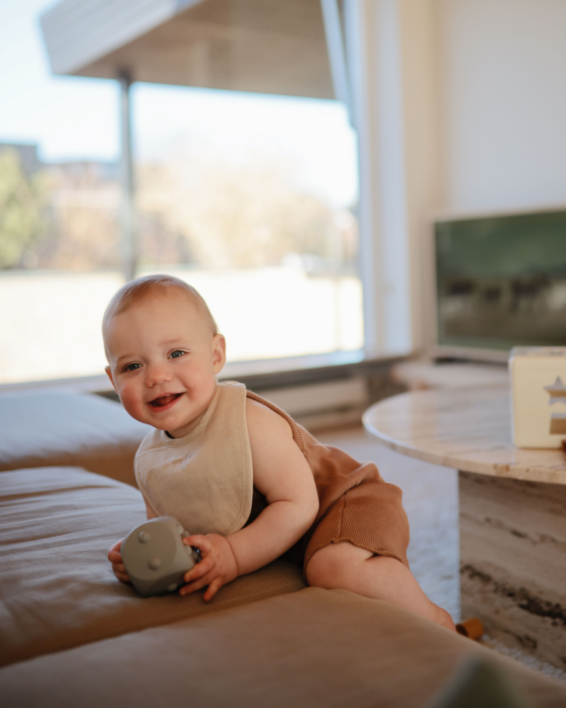 Muslin Bibs (Tan & Fog 2 Pack)