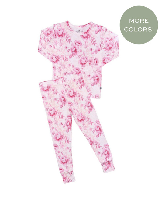 Girls Long Sleeve Pajama Set Peony Bliss