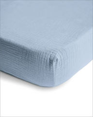 Extra Soft Powder Blue Muslin Crib Sheet