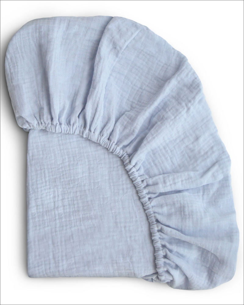 Extra Soft Powder Blue Muslin Crib Sheet