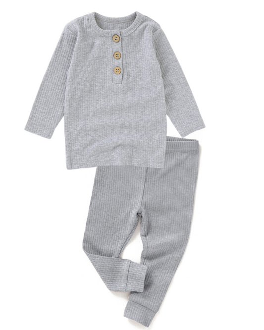 Ribbed Bliss Cotton Collection Set (Heather Grey)