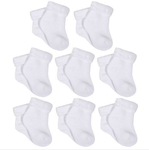 Kids White Wiggle-Proof™ Socks (8-Pack)