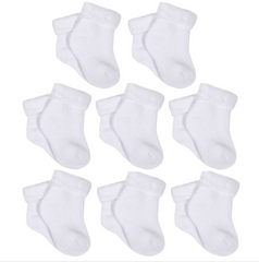 Kids White Wiggle-Proof™ Socks (8-Pack)