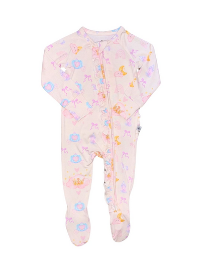 Ruffled Zipper Romper Unicorns and Castles