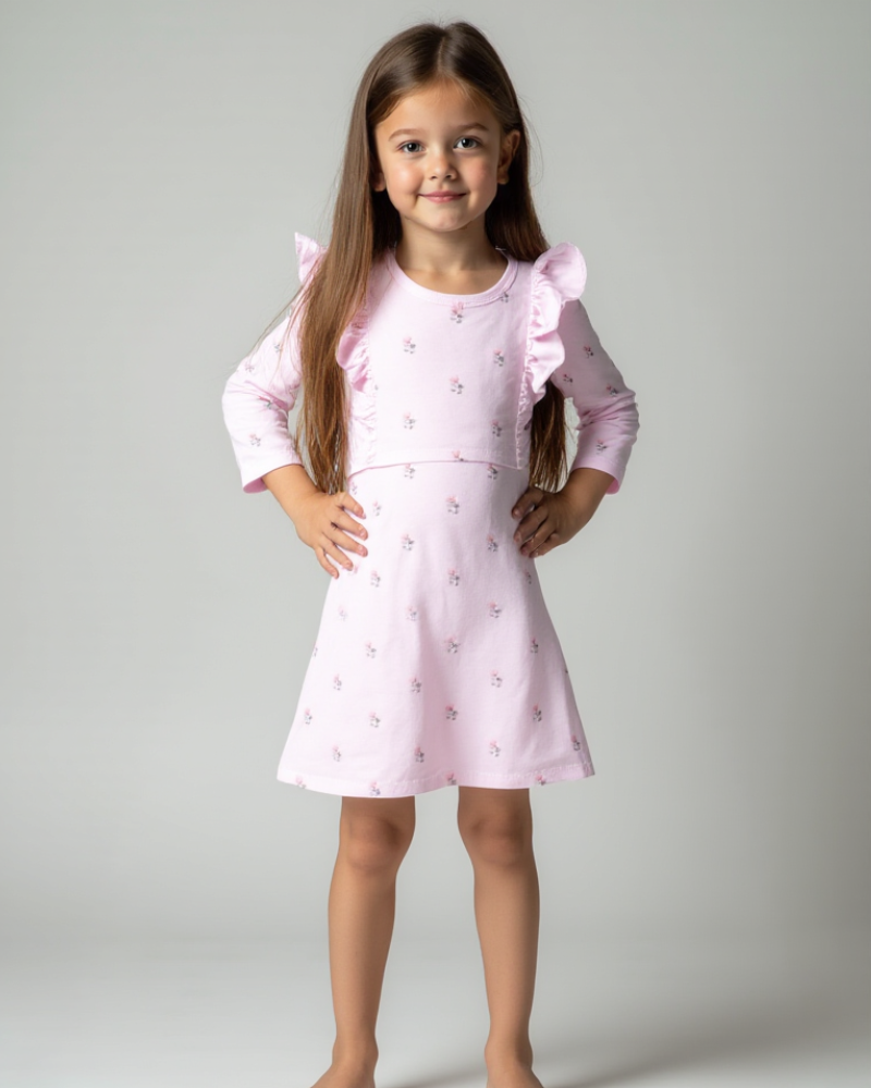 Ruffled long sleeve dress