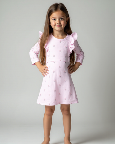 Ruffled long sleeve dress