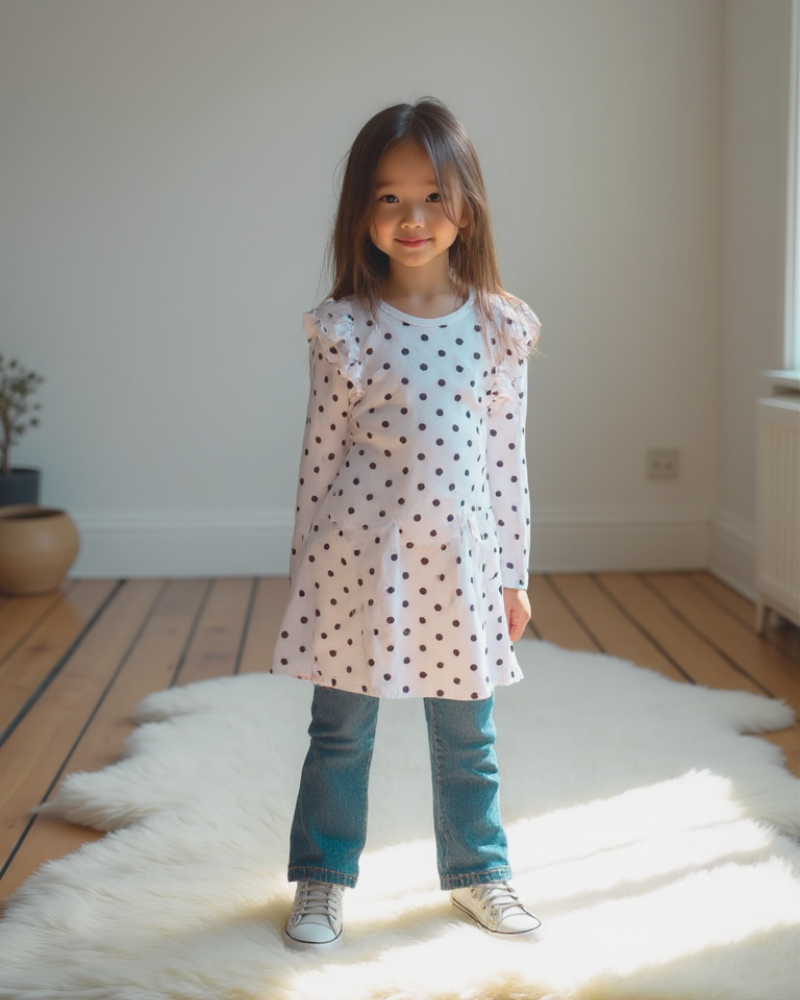 Ruffled long sleeve dress