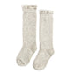Heathered Grey Fancy Lace Top Knee High Socks