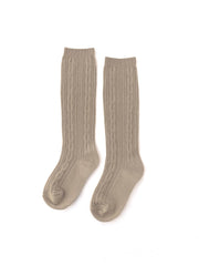 Oat Cable Knit Knee High Socks